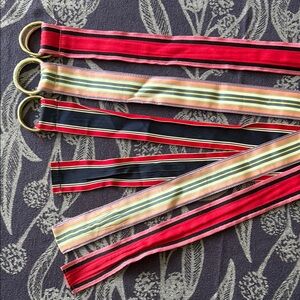 Set of TWO Striped Ribbon belts J Crew & Ralph Lauren